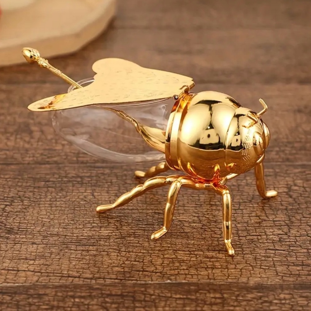 New! Bee-shaped Honey Storage Sugar Jar Set With Spoons